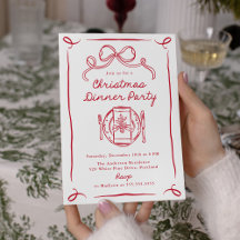 Whimsical Red Bow Christmas Dinner Party