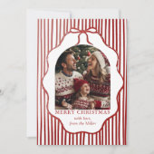 Whimsical Red Bow Merry Christmas Family Photo シーズンカード (正面)