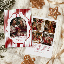 Whimsical Red Bow Merry Christmas Family Photo シーズンカード