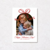 Whimsical Red Bow Valentine’s Day Photo Card 招待状