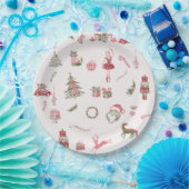 Whimsical Red Christmas Baby Shower Paper Plates ペーパープレート (パーティー)