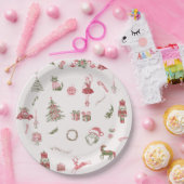 Whimsical Red Christmas Baby Shower Paper Plates ペーパープレート (パーティー)