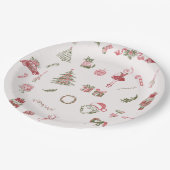 Whimsical Red Christmas Baby Shower Paper Plates ペーパープレート (アングル)