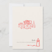 Whimsical Red Doodle Let's Brunch Baby Shower 招待状 (裏面)
