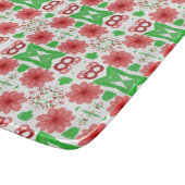 Whimsical Red Flowers Green Leaves On White Art カッティングボード (角)