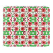 Whimsical Red Flowers Green Leaves On White Art カッティングボード (正面)