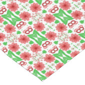 Whimsical Red Flowers Green Leaves On White Art ショートテーブルランナー (コーナー)