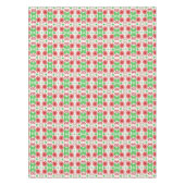 Whimsical Red Flowers Green Leaves On White Art テーブルクロス (正面)