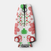 Whimsical Red Flowers Green Leaves On White Art  ボトルクーラー (裏面)