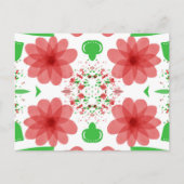 Whimsical Red Flowers Green Leaves On White Art ポストカード (正面)
