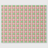 Whimsical Red Flowers Green Leaves On White Art ラッピングペーパー (フラット)