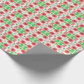 Whimsical Red Flowers Green Leaves On White Art ラッピングペーパー (角)