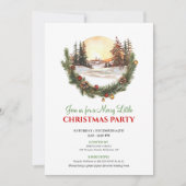 Whimsical Red Green Winter Scene Party Invitation 招待状 (正面)