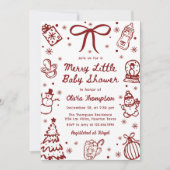 Whimsical Red Hand Drawn Merry Little Baby Shower 招待状 (正面)