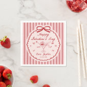 Whimsical Red Happy Galentine's Day Napkin スタンダードカクテルナプキン (インサイチュ)