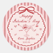 Whimsical Red Happy Galentine's Day Sticker ラウンドシール (正面)