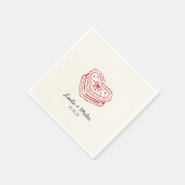 Whimsical red heart minimalistic wedding  スタンダードカクテルナプキン (角)