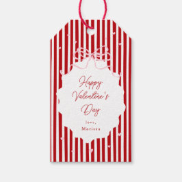 Whimsical Red Pink Bow Hearts Happy Valentines Day ギフトタグ