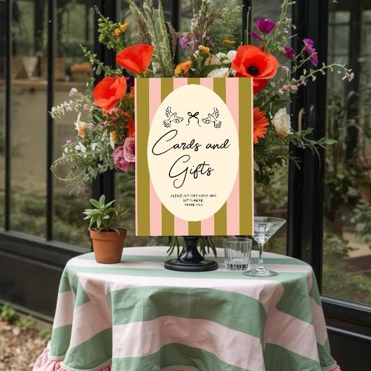 Whimsical Red Pink “Cards and Gifts” Wedding ポスター