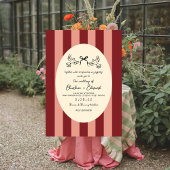 Whimsical Red Pink Striped Scribble  Wedding  招待状