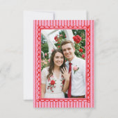 Whimsical Red Pink Watercolor Stripe Photo Wedding セーブザデート (裏面)