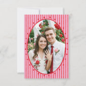 Whimsical Red Pink Watercolor Stripe Photo Wedding セーブザデート (裏面)