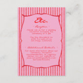 Whimsical Red Pink Watercolor Stripe Wedding エンクロージャーカード (正面)