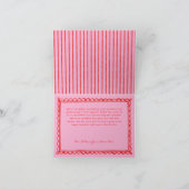 Whimsical Red Pink Watercolor Stripe Wedding サンキューカード (内部)