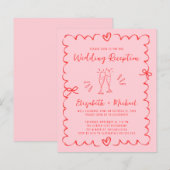 Whimsical Red Pink Wedding Reception Invitation (正面/裏面)