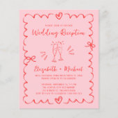 Whimsical Red Pink Wedding Reception Invitation (正面)