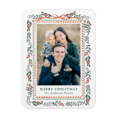 Whimsical Red Ribbon and Greenery 2 Photo マグネット (縦)