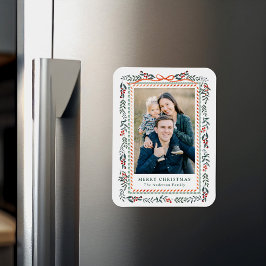 Whimsical Red Ribbon and Greenery 2 Photo マグネット