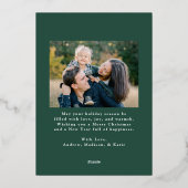 Whimsical Red Ribbon and Greenery 2 Photo 箔シーズンカード (裏面)