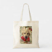 Whimsical Red Ribbon Merry Christmas Pet Photo トートバッグ (裏面)