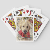 Whimsical Red Ribbon Pet Photo Merry Christmas トランプ (裏面)