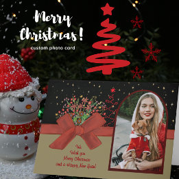 Whimsical Red Riding Hood Photo Christmas Card  シーズンカード