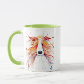 Whimsical red rough collie mug マグカップ