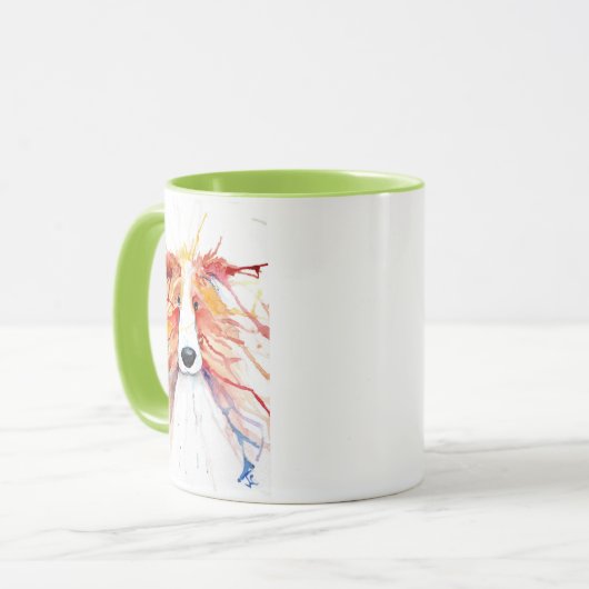Whimsical red rough collie mug マグカップ (正面左)