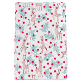 Whimsical Reindeer and Berry Christmas Pattern ミディアムペーパーバッグ (裏面)