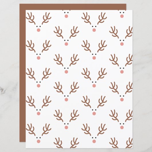 Whimsical Reindeer Boho Pattern Scrapbook Paper (正面/裏面)