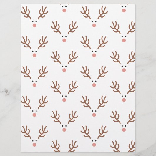 Whimsical Reindeer Boho Pattern Scrapbook Paper (正面)