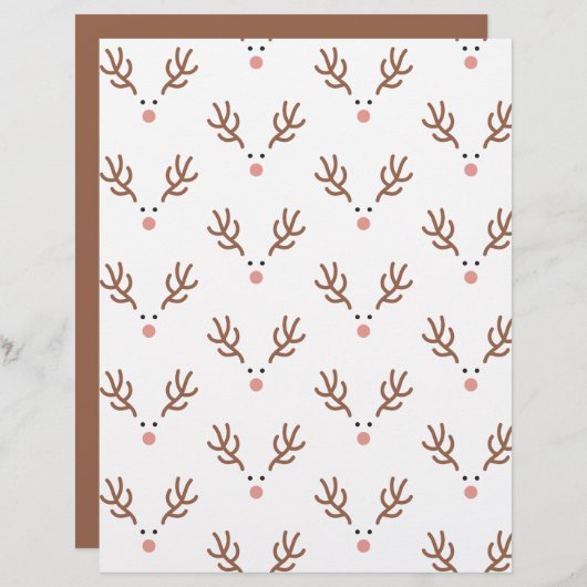 Whimsical Reindeer Boho Pattern Scrapbook Paper (正面/裏面)