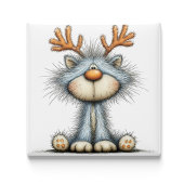 Whimsical Reindeer Cat Christmas Magnet マグネット