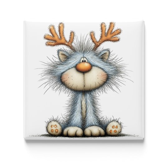 Whimsical Reindeer Cat Christmas Magnet マグネット