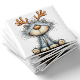 Whimsical Reindeer Cat Christmas Magnet マグネット