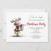 Whimsical Reindeer Digital Christmas Party Card 招待状 (正面)