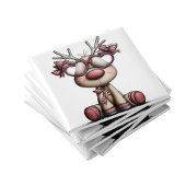 Whimsical Reindeer Hearts Christmas Magnet マグネット