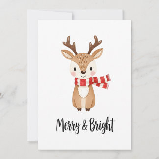 Whimsical Reindeer Watercolor Christmas Card シーズンカード
