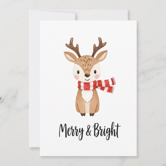 Whimsical Reindeer Watercolor Christmas Card シーズンカード (正面)