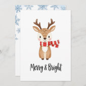 Whimsical Reindeer Watercolor Christmas Card シーズンカード (正面/裏面)